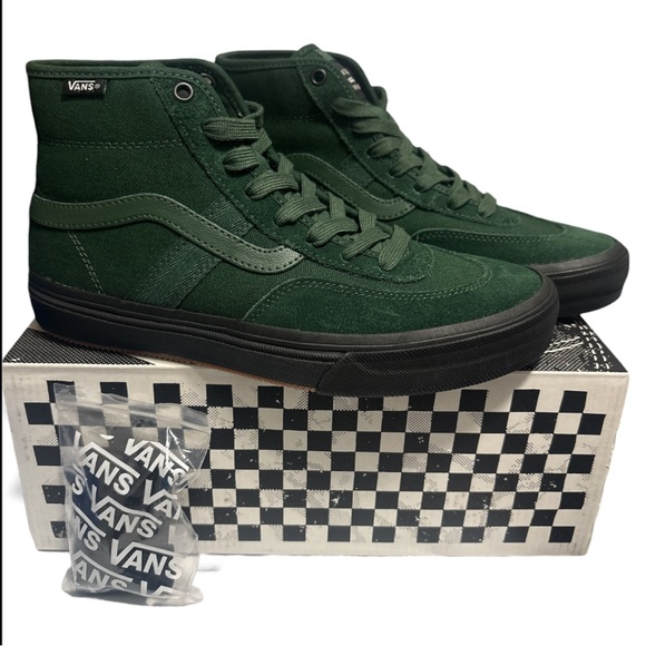 Vans Other - Vans Dark Green & Black Crocket High Tops With Extra Vans Brand Laces
